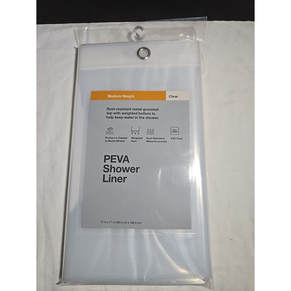 Peva Shower Liner Medium Weight Clear 71" x 71"‎ New, Sealed